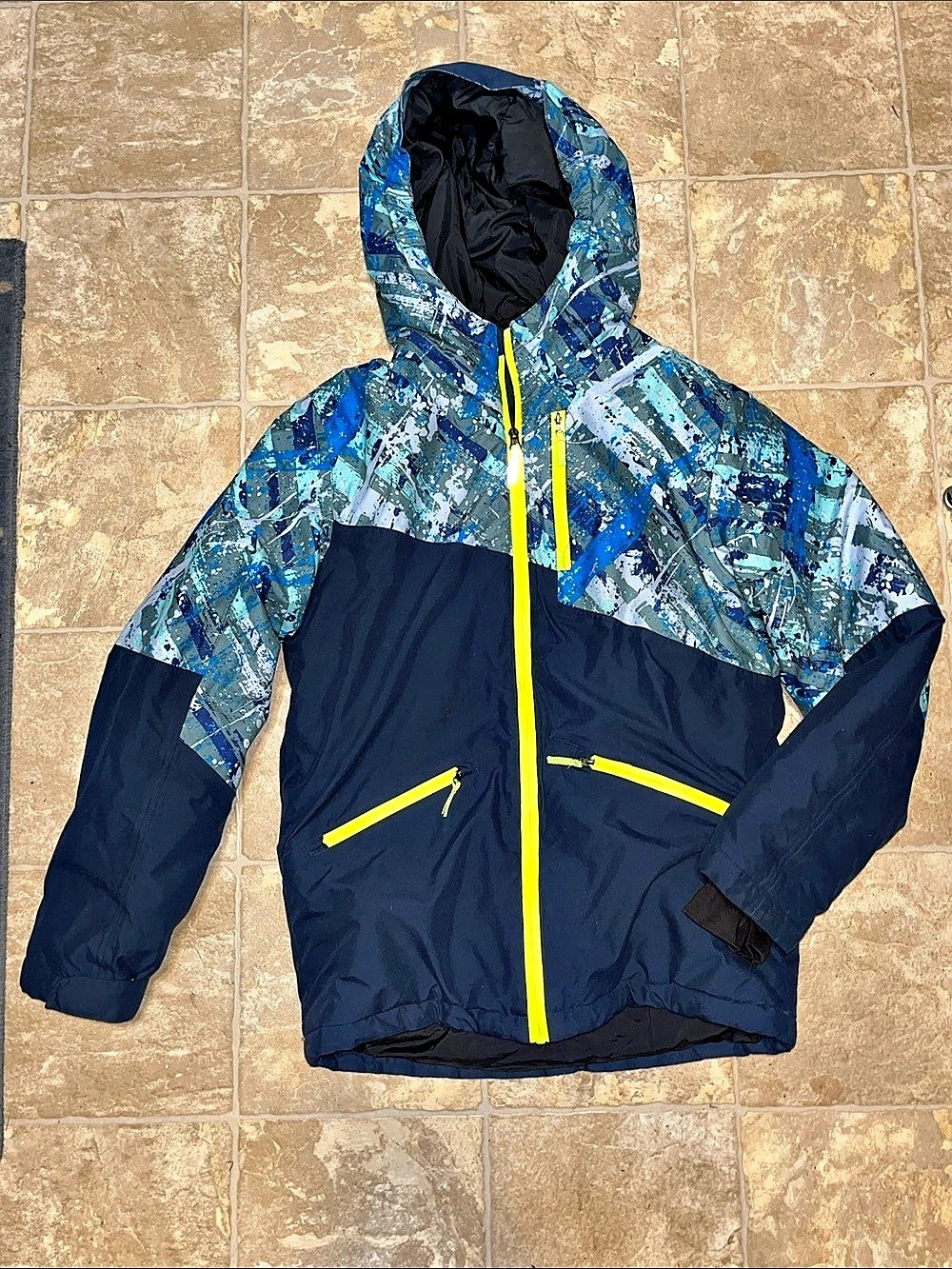 Swiss Tech Boys Abstract Hooded Jacket Blue